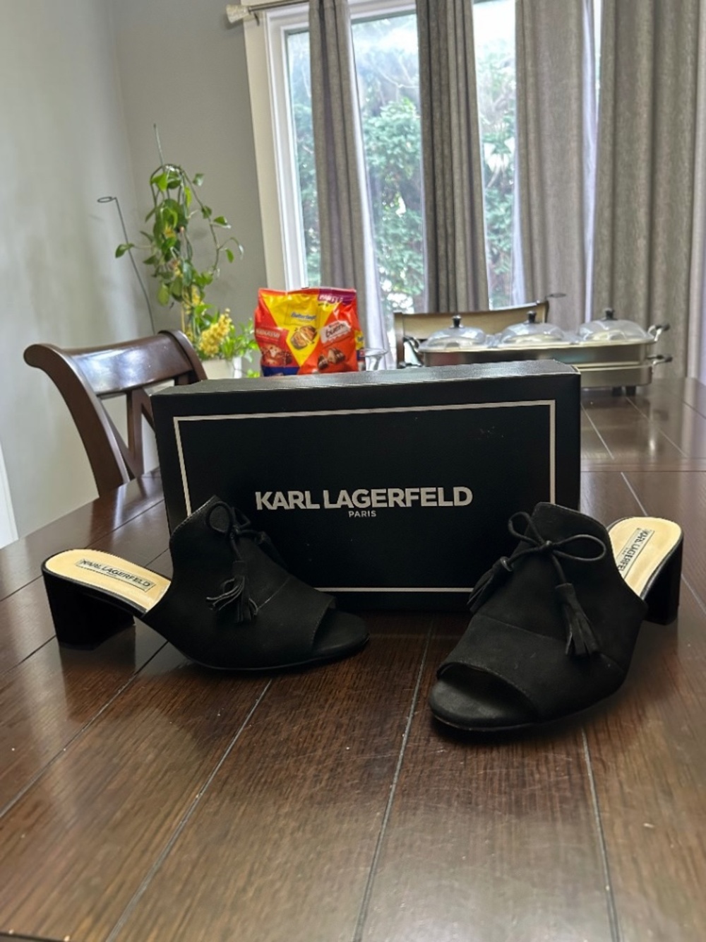 Karl Lagerfeld Paris Suede Mules